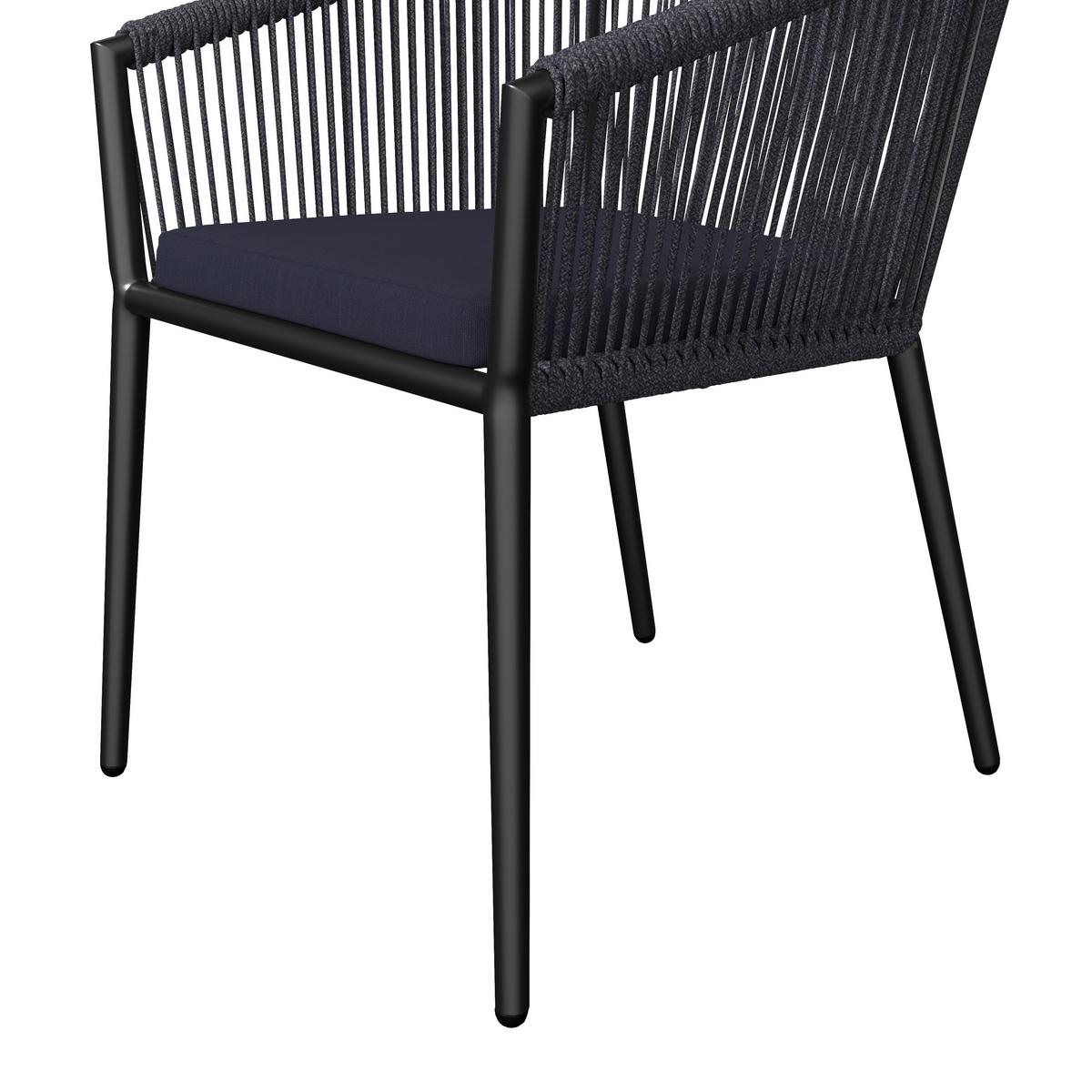 Gartensessel-Set 2-er Benicia Blau aus Metall/Textil - Blau/Schwarz, MODERN, Textil/Metall (55/76/63cm) - Bessagi Garden