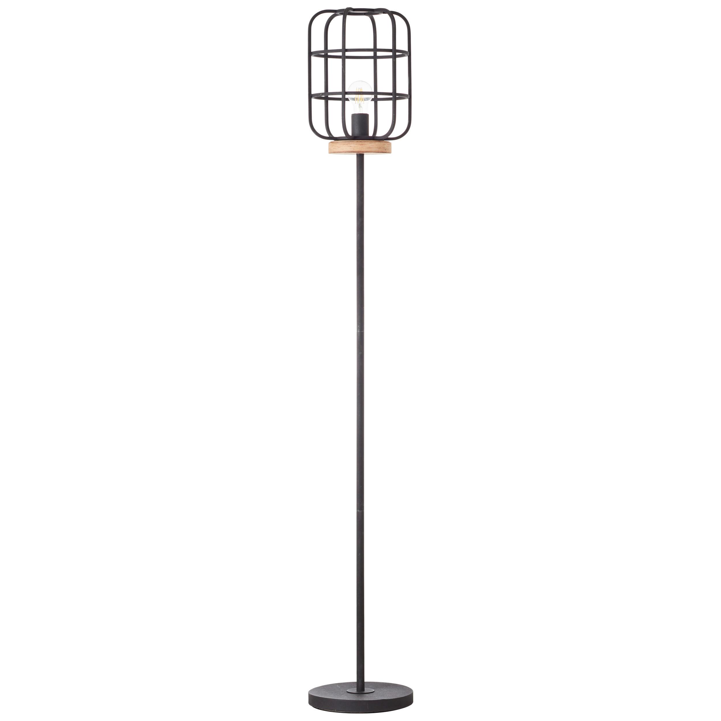 Stehleuchte Gwen Braun/Schwarz max. 52 Watt - Schwarz/Braun, KONVENTIONELL, Holz/Metall (25/163cm) - Brilliant