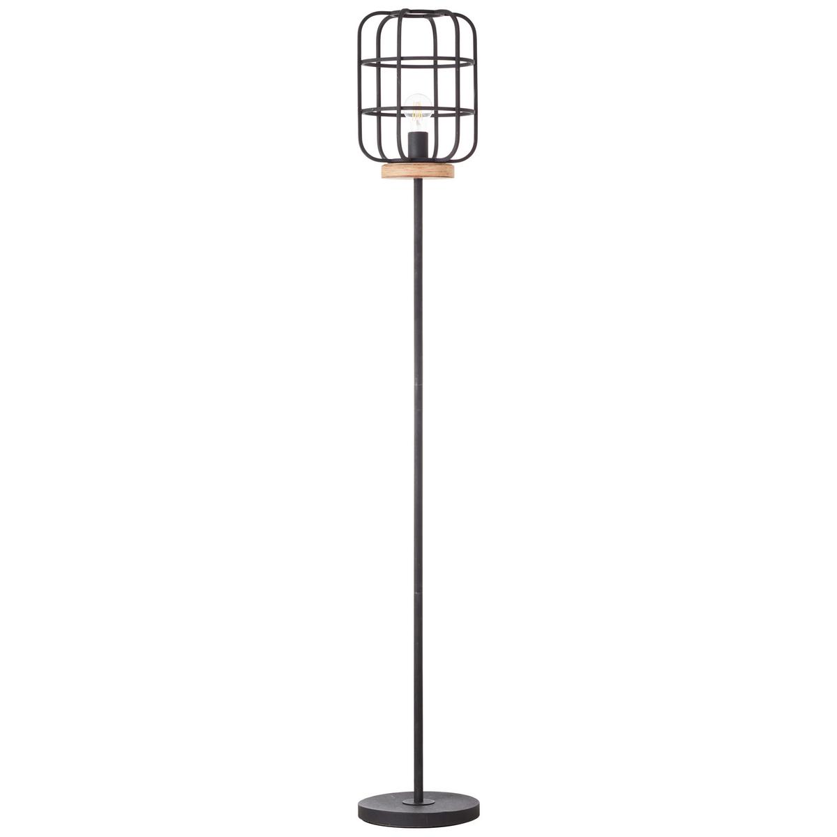 Stehleuchte Gwen Braun/Schwarz max. 52 Watt - Schwarz/Braun, KONVENTIONELL, Holz/Metall (25/163cm) - Brilliant