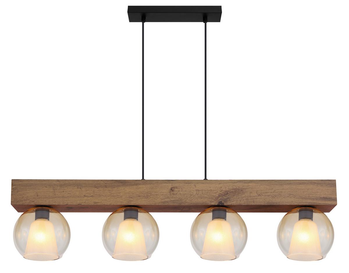 Viseća Svjetiljka Barry I - tamno smeđa/prozirno, Basics, staklo/drvni materijal (100/18cm) - Globo