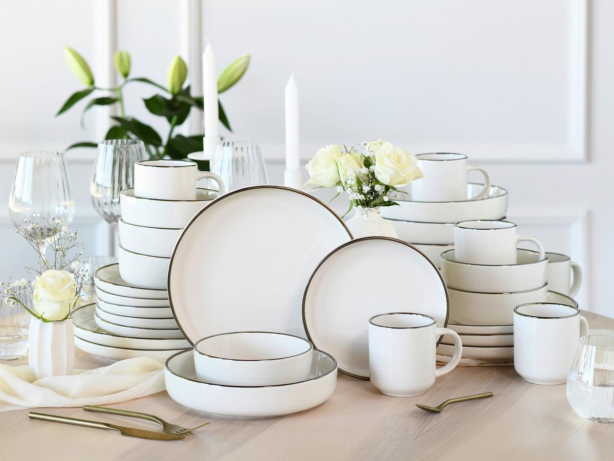 Kombiservice 24794 Nordic Festive Creme - Goldfarben/Creme, Basics, Keramik - Creatable