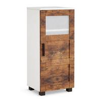 Midischrank Nilari M - Weiss/Eichefarben, Trend, Glas/Holzwerkstoff (38/70/28cm) - MID.YOU
