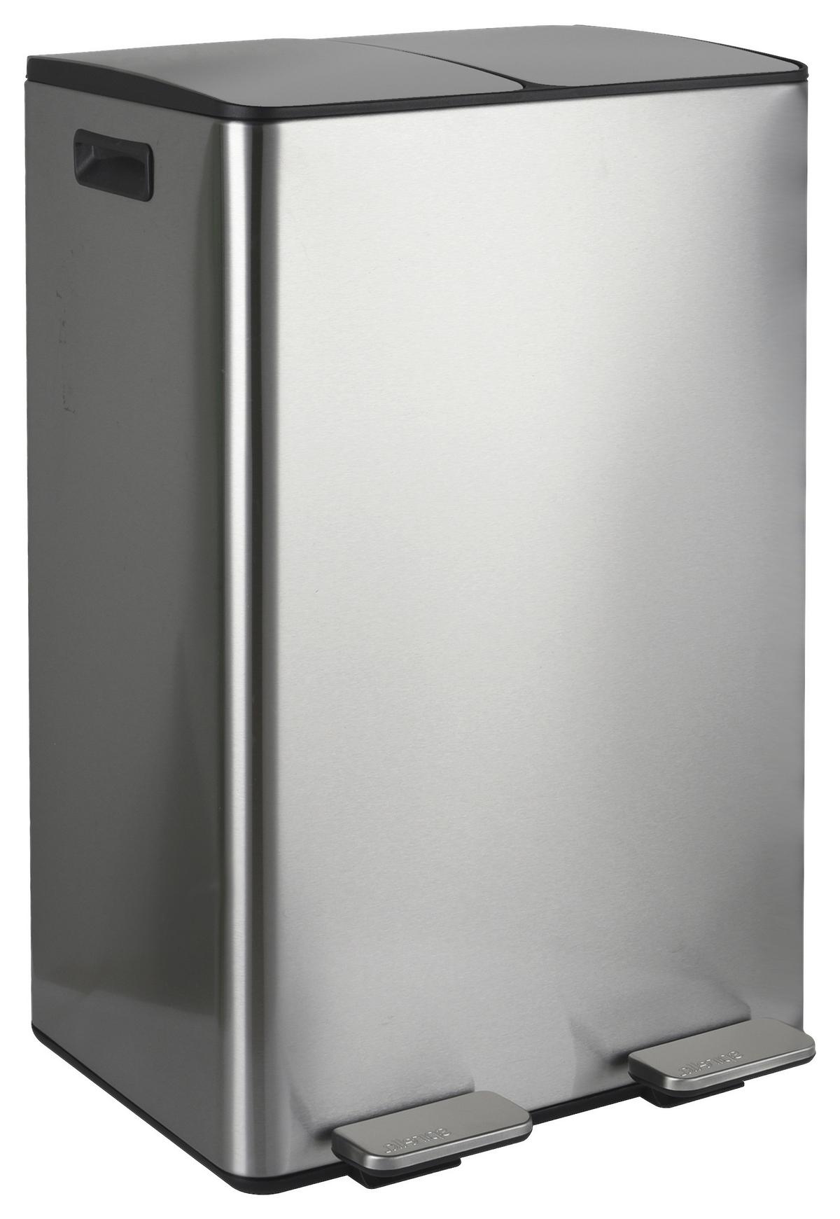 Treteimer Aliya Brushed - Silberfarben/Schwarz, Basics, Kunststoff/Metall (45/30cm) - Spirella