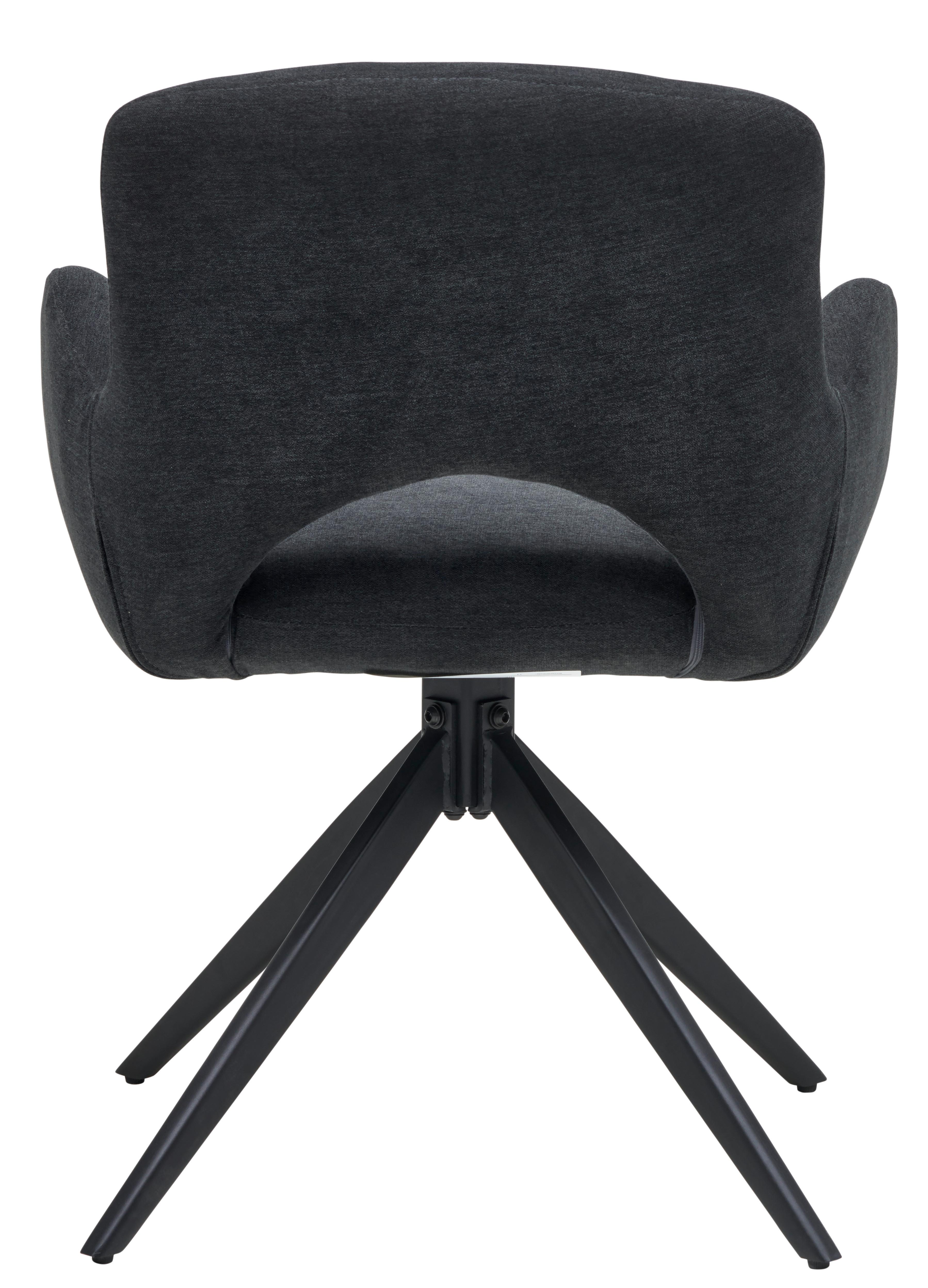 KRZESŁO Z PODŁOKIETNIKAMI ELLA - czarny, Modern, metal/drewno (62/84/62cm) - Livetastic