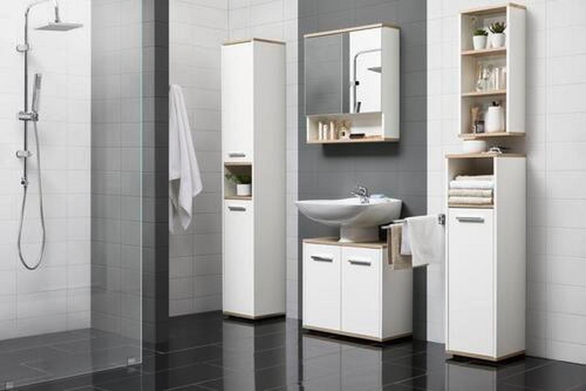 Spiegelschrank Yasmin ca. 60x65 cm Weiß - Weiß, Basics, Glas/Holzwerkstoff (60/65/13,9cm) - MID.YOU