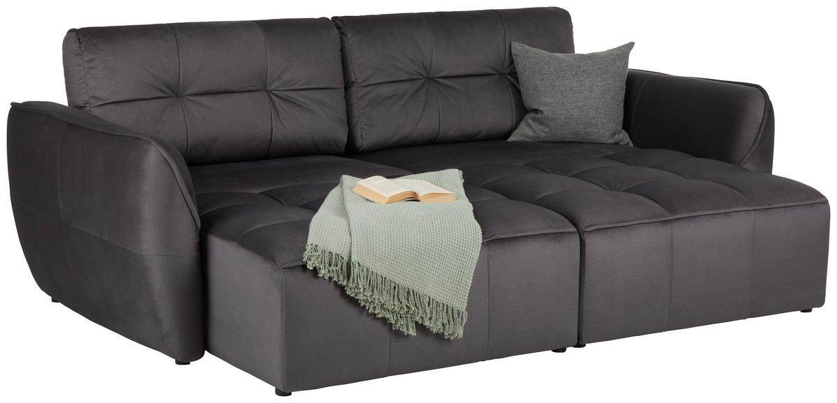 Schlafsofa in Anthrazit - Anthrazit/Schwarz, MODERN, Holz/Holzwerkstoff (243/94/125cm) - Premium Living