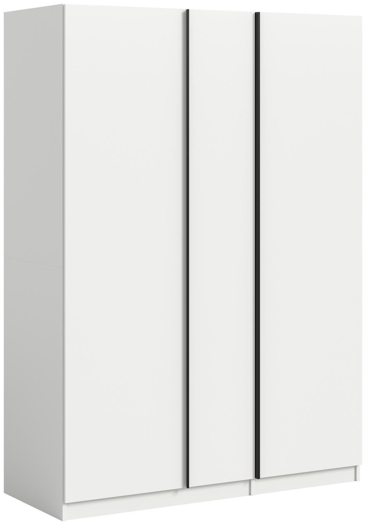 Omara S Klasičnimi Vrati Oakland, Bela - črna/bela, Moderno, leseni material (130/183/53cm) - MID.YOU