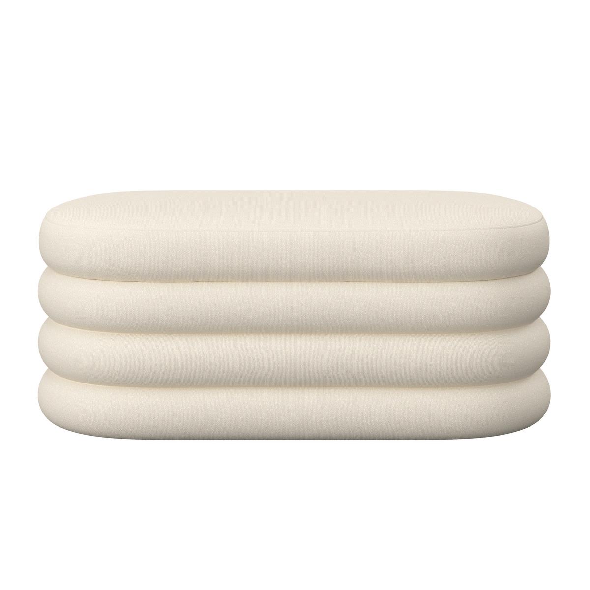 Hockerbank Lorena Beige Boucle Gepolstert mit Stauraum - Beige, MODERN, Holz/Textil (110/47/45cm) - Bessagi Home