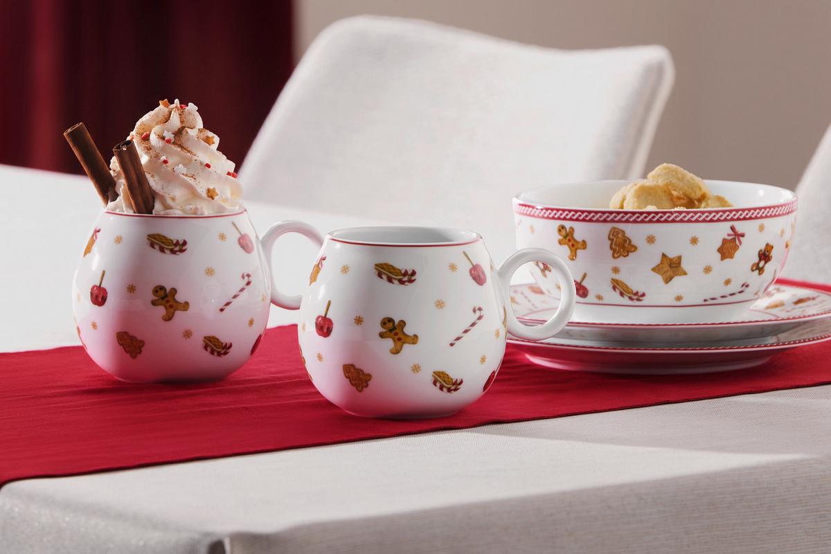 Tasse XMAS-Ginger Rot/Weiß ca. 430ml - Rot/Weiß, KONVENTIONELL, Keramik (10,3/8,5cm) - Mömax