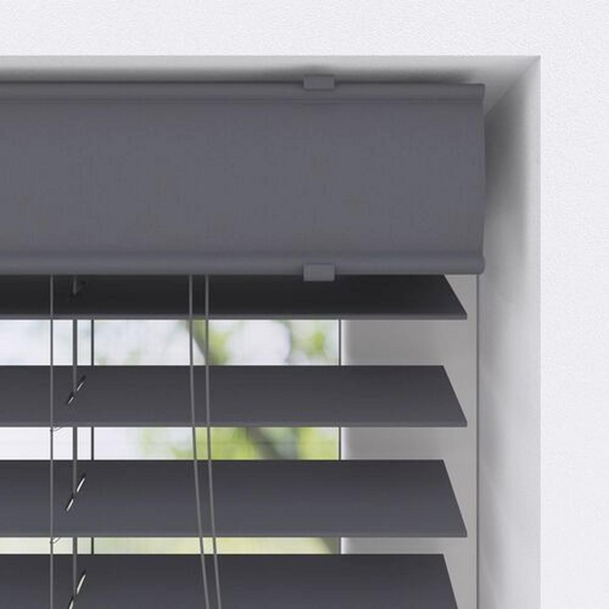 Jalousie PVC-JAL Holz 50mm Anthrazit ca. 60x130cm - Anthrazit, Design, Kunststoff (60/130cm)