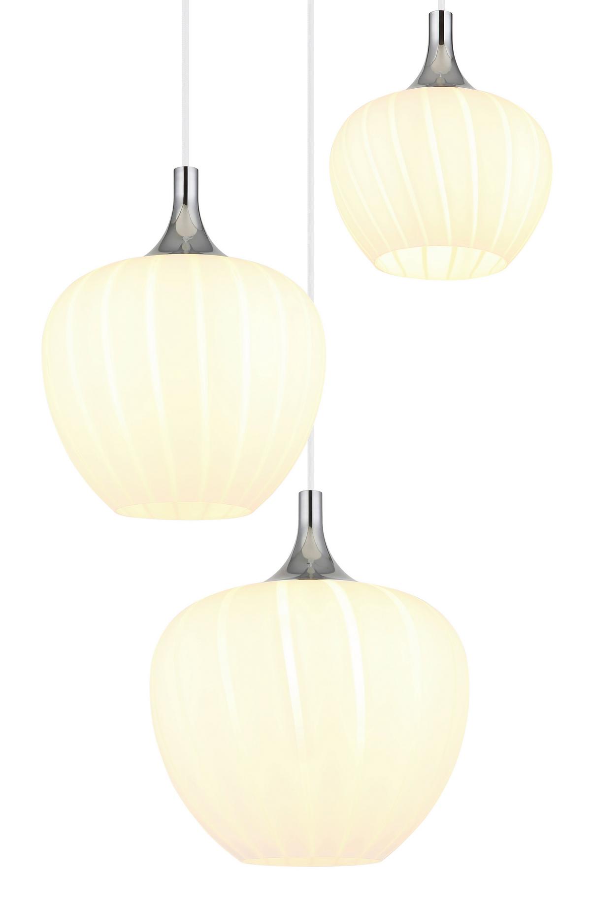 Hängeleuchte Maxy Weiß/Chrom max. 40 Watt - Chromfarben/Weiss, Konventionell, Glas/Metall (48/120cm) - Globo