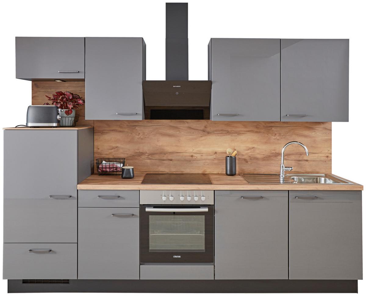 Küchenblock inkl. 4 E-Geräte Flash Schiefergrau - Anthrazit/Titanfarben, MODERN, Holzwerkstoff/Metall (290cm) - Nobilia