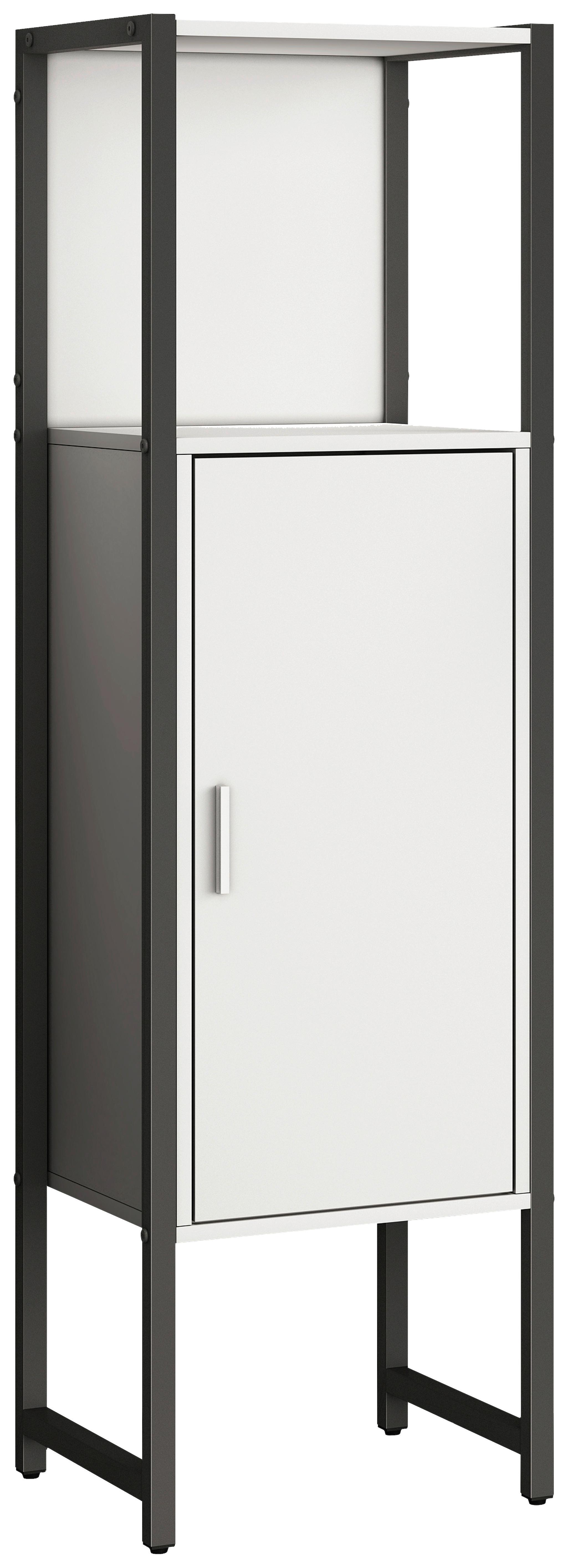 Midischrank Edino ca. 33x114 cm Weiß/Schwarz - Silberfarben/Schwarz, MODERN, Holzwerkstoff/Kunststoff (33/114/30cm) - MID.YOU