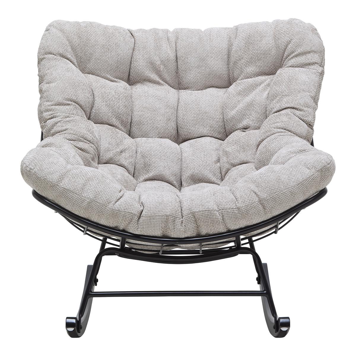 Schaukelstuhl Cloud Creme/Schwarz ca. 96x88x103cm - Creme/Schwarz, MODERN, Holz/Textil (96/88/103cm) - Mömax