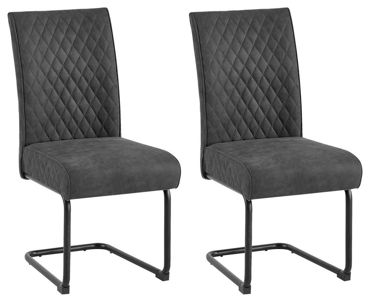 Schwingstuhl-Set Maria-XXL 2er-Set Anthrazit - Anthrazit/Schwarz, MODERN, Textil/Metall (45/95/60cm) - MID.YOU