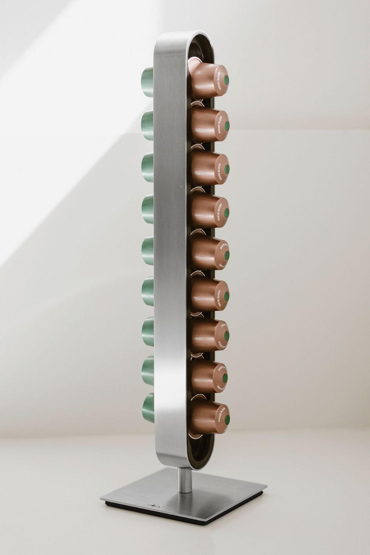 STOJAK NA KAPSUŁKI DO KAWY 20213 - kolor stalowy, Konventionell, tworzywo sztuczne/metal (7,5/37/5cm) - Zack