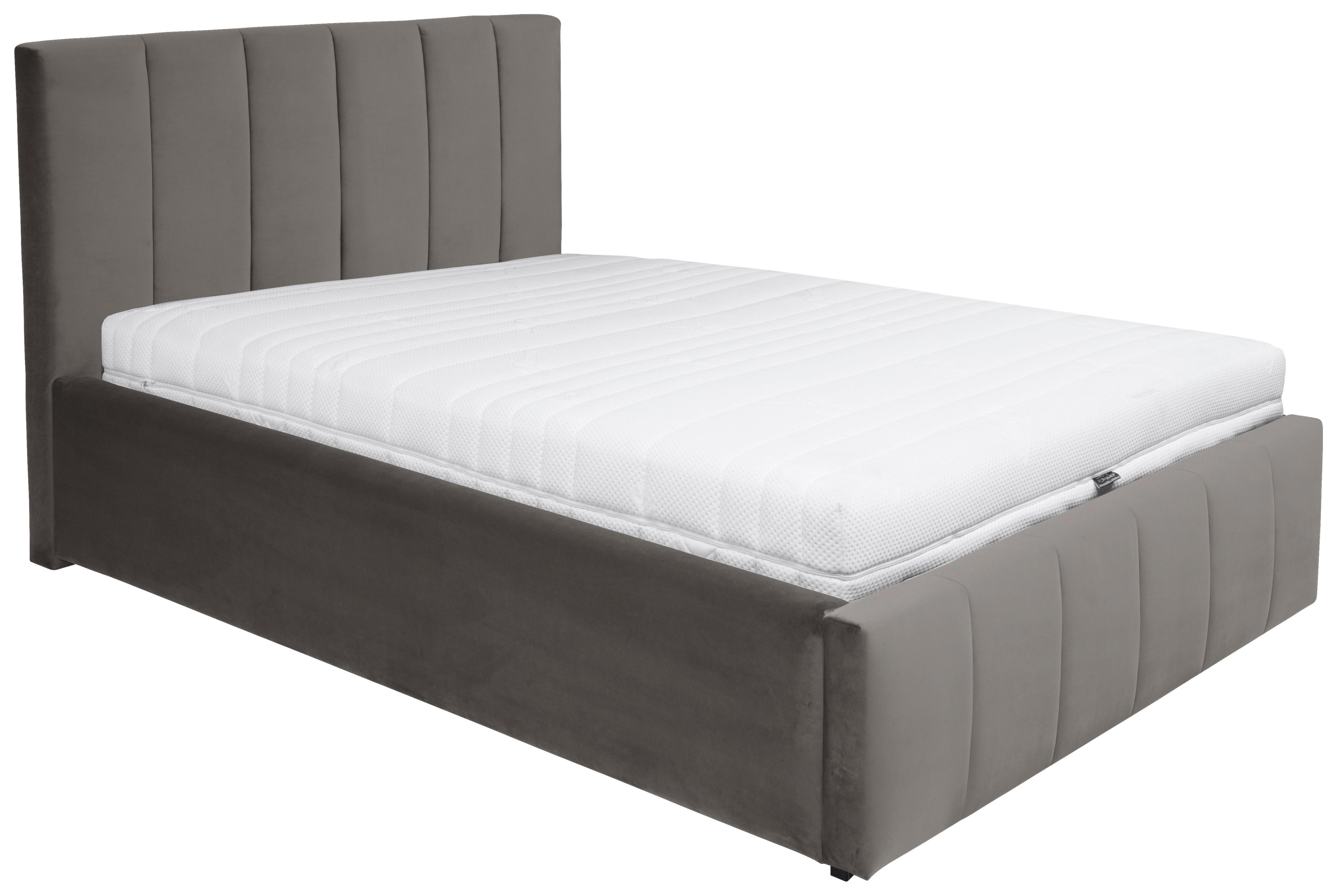 Posterbett Allos ca. 140x200 cm Grau - Chromfarben/Kernbuche, MODERN, Holz/Textil (140/200cm) - MID.YOU