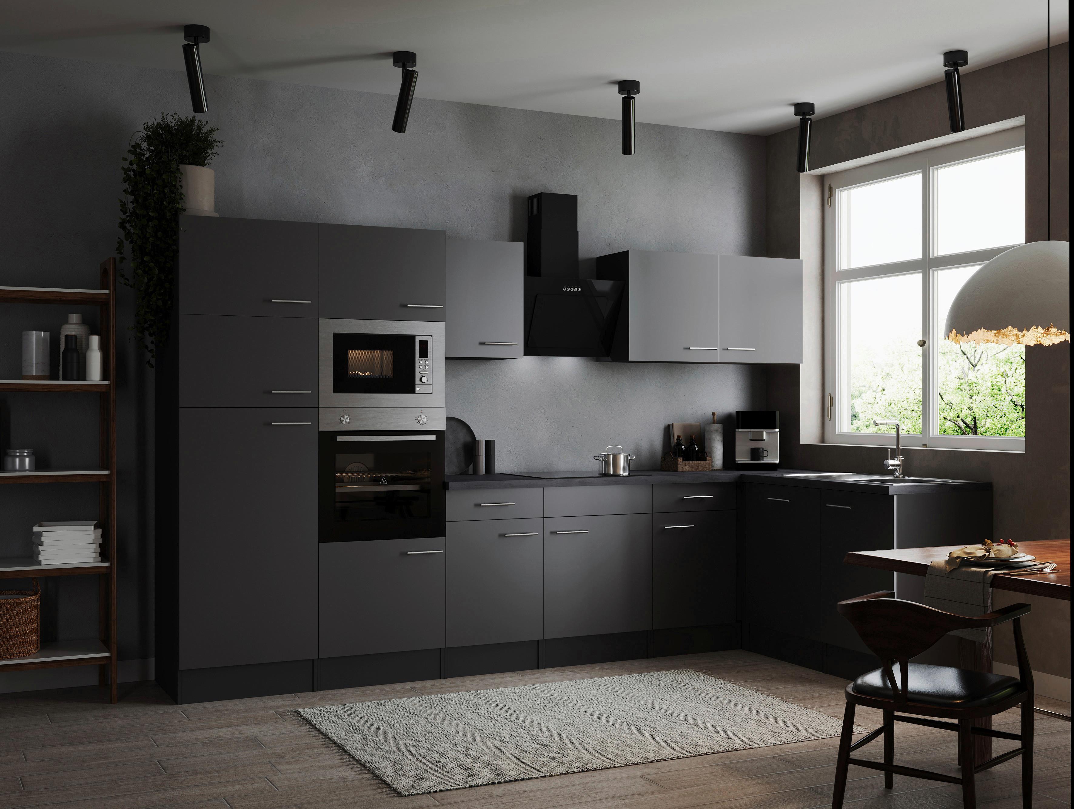 Kotna Kuhinja Z Aparati Oliver, 340x172cm - srebrne barve/siva, Design, kovina/leseni material (340/172cm) - Respekta