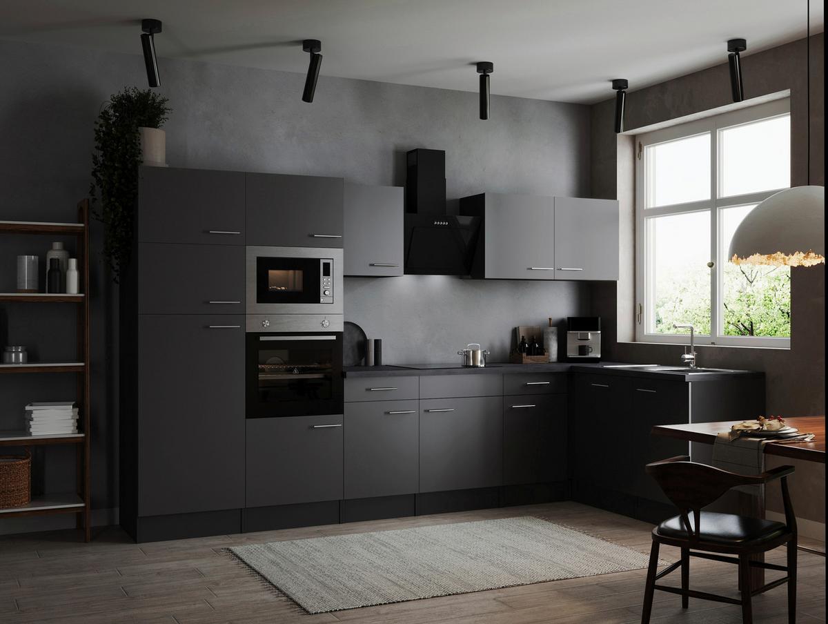 Kotna Kuhinja Z Aparati Oliver, 340x172cm - srebrne barve/siva, Design, kovina/leseni material (340/172cm) - Respekta