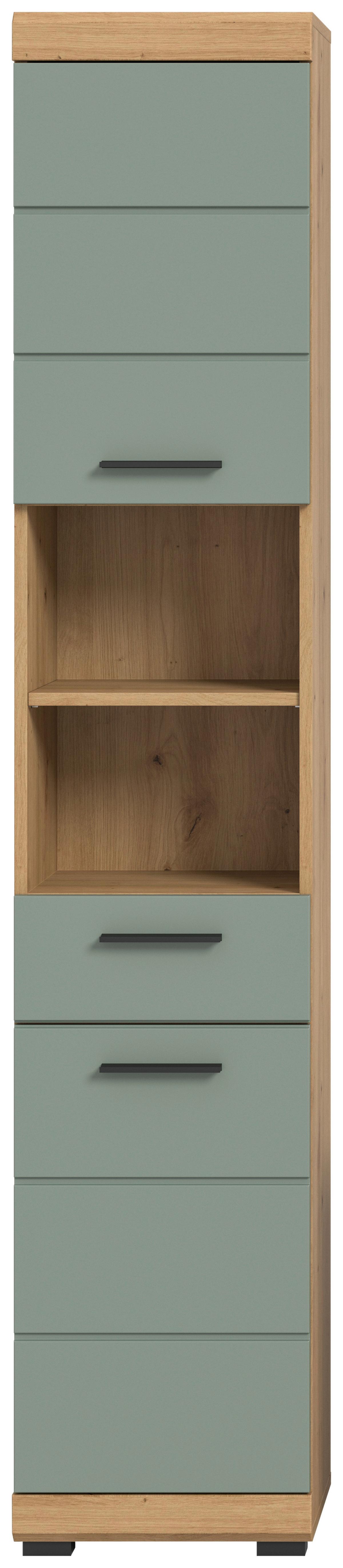 Hochschrank Scout ca. 37x191x31 cm Salbeigrün - Salbeigrün/Schwarz, MODERN, Holzwerkstoff/Kunststoff (37/191/31cm) - MID.YOU