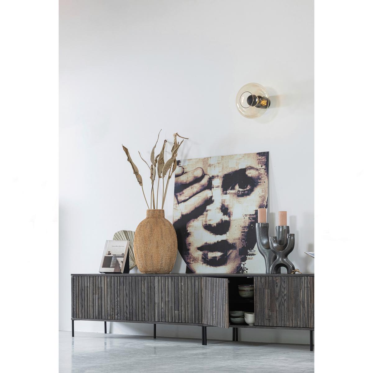 Lowboard Gravure Schwarz B: 100cm - Schwarz, Design, Holz/Metall (100/56/44cm) - Livetastic