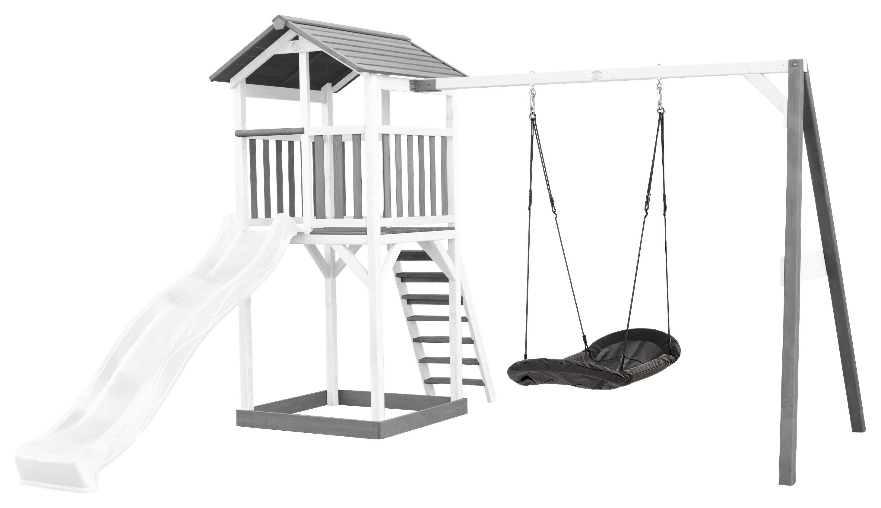 Spielturm Beach Tower ca. 357x242x349 cm Grau/Weiß - Blau/Schwarz, KONVENTIONELL, Holz/Kunststoff (356,6/241,9/349cm) - Ambia Garden