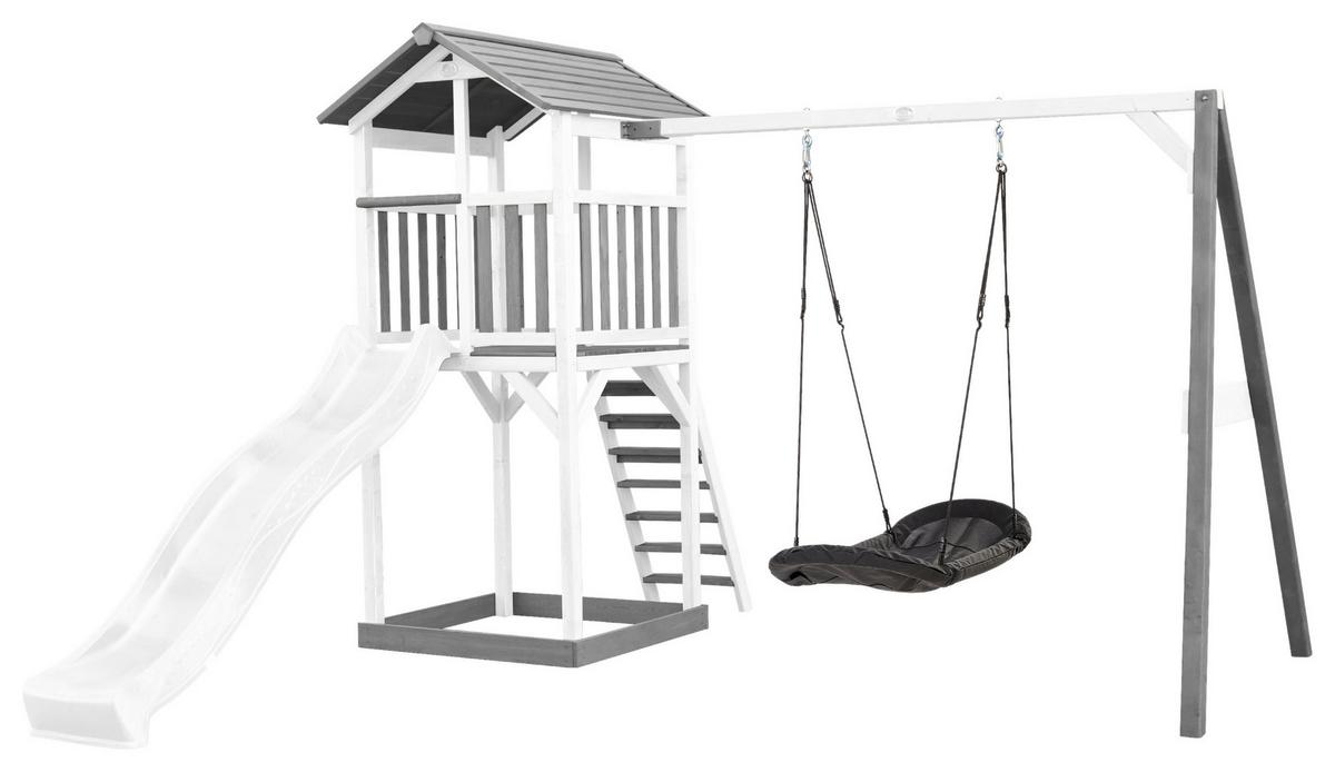 Spielturm Beach Tower ca. 357x242x349 cm Grau/Weiß - Blau/Schwarz, KONVENTIONELL, Holz/Kunststoff (356,6/241,9/349cm) - Ambia Garden