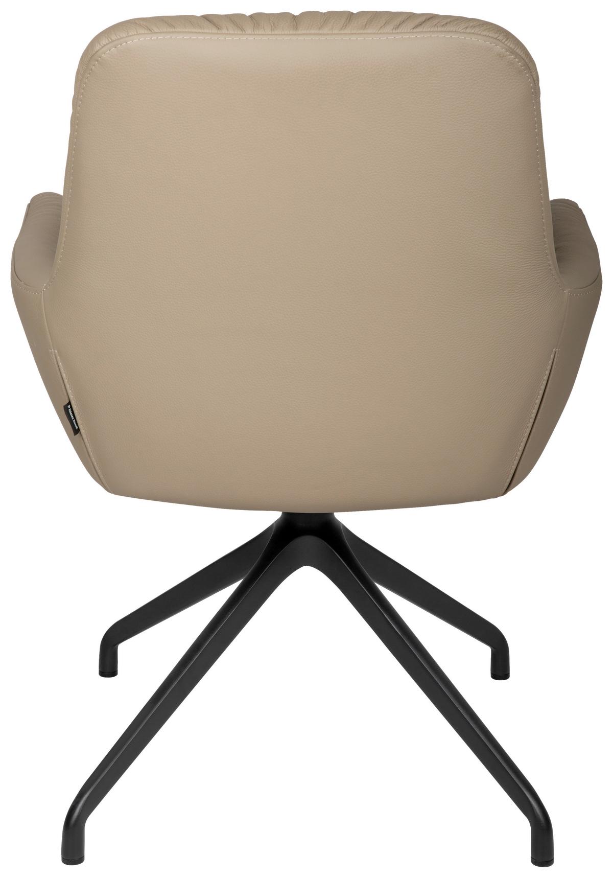 KRZESŁO Z PODŁOKIETNIKAMI MILES -EXKLUSIV- - czarny/taupe, Design, skóra/metal (64/89/65cm) - Dieter Knoll