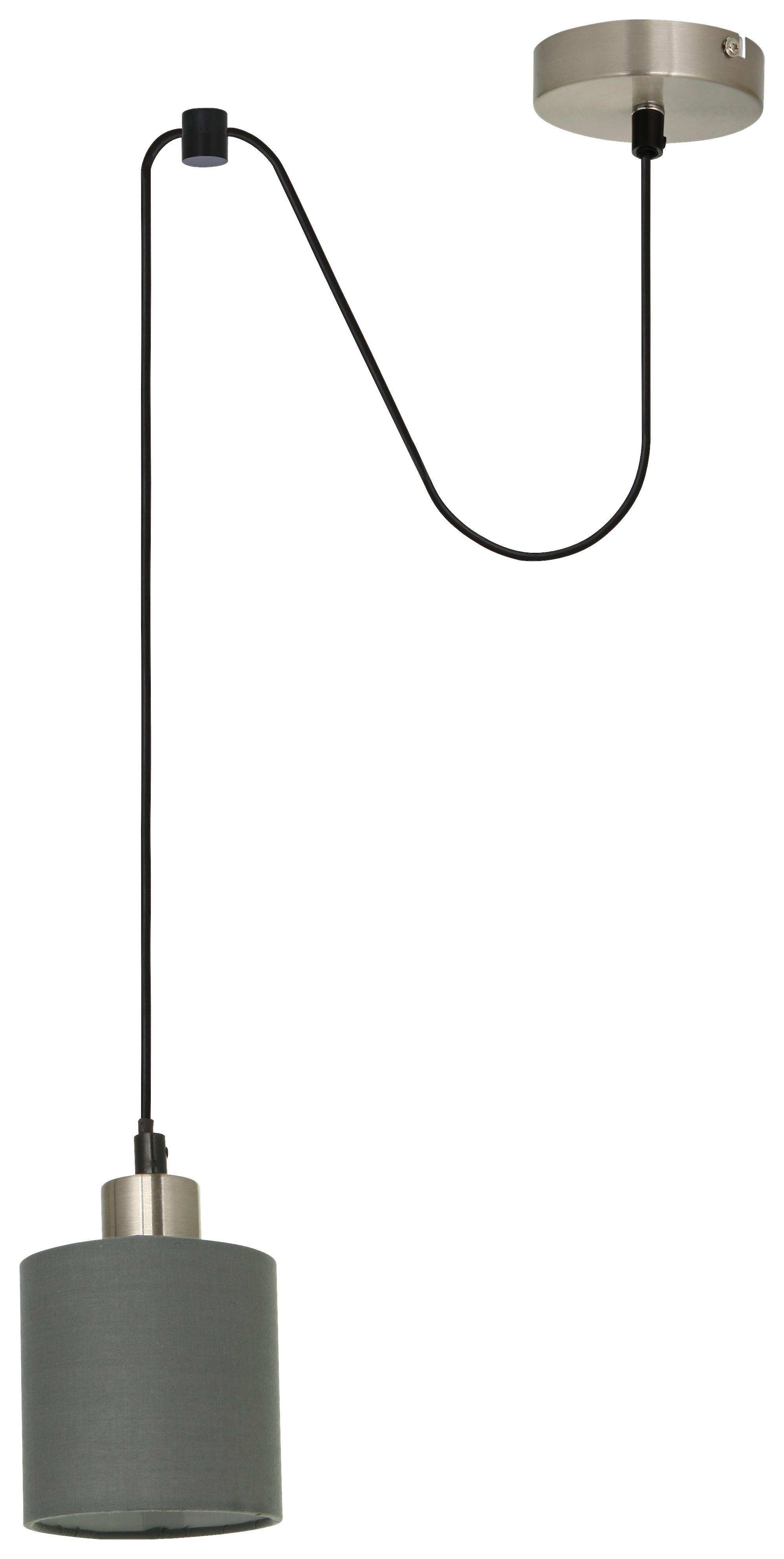Hängeleuchte Greeni Max. 15 Watt - Grau, Modern, Textil/Metall - Premium Living