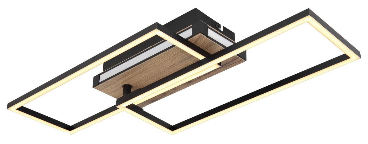 LED-Deckenleuchte Colli Opal/Schwarz/Braun max. 34Watt - Dunkelbraun/Opal, Design, Holzwerkstoff/Kunststoff (60/49/10cm) - Globo
