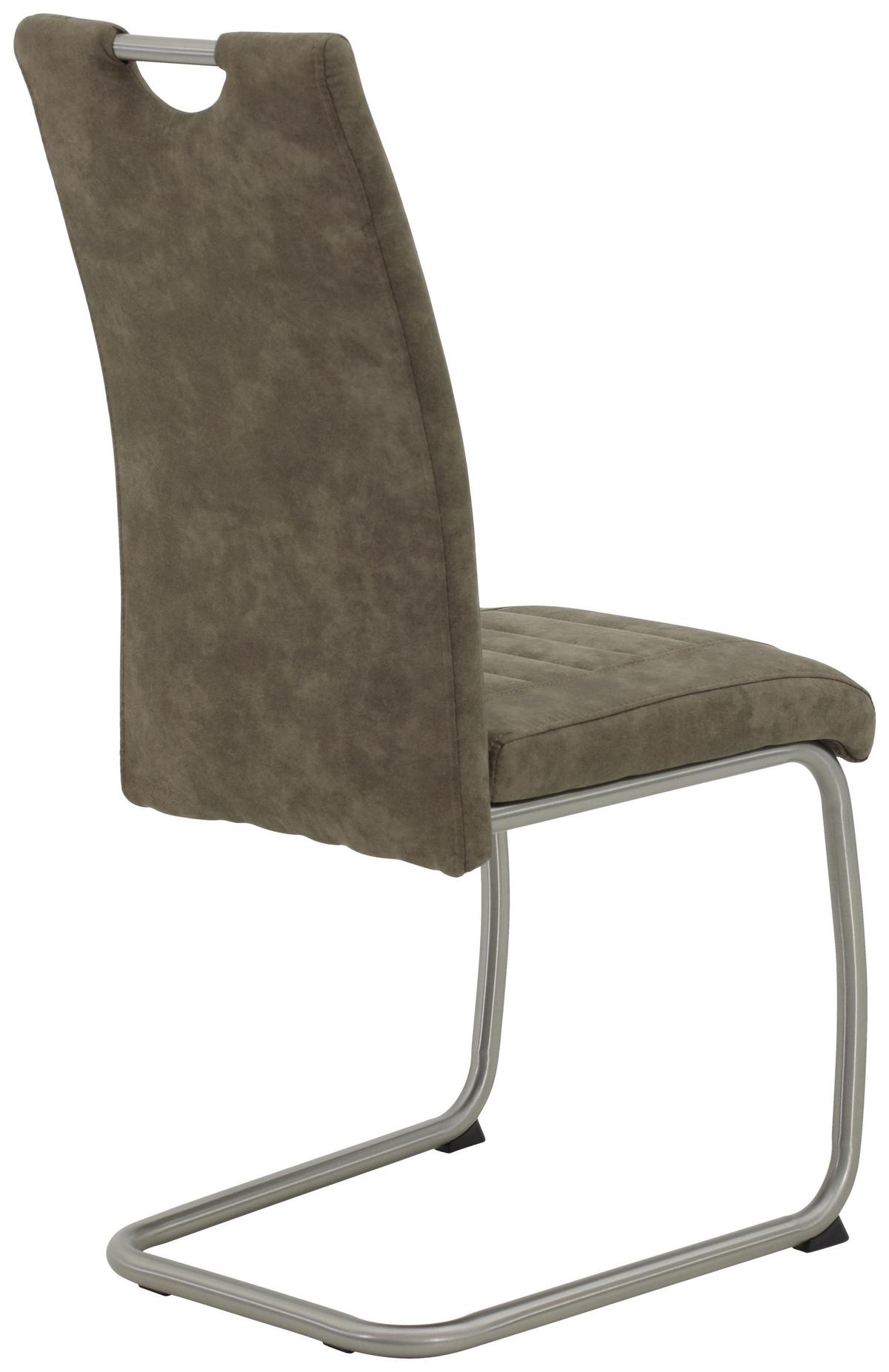 Schwingstuhl-Set Ulla 2er-Set Schlamm - Schlammfarben/Edelstahlfarben, MODERN, Textil/Metall (43/98/59cm) - MID.YOU