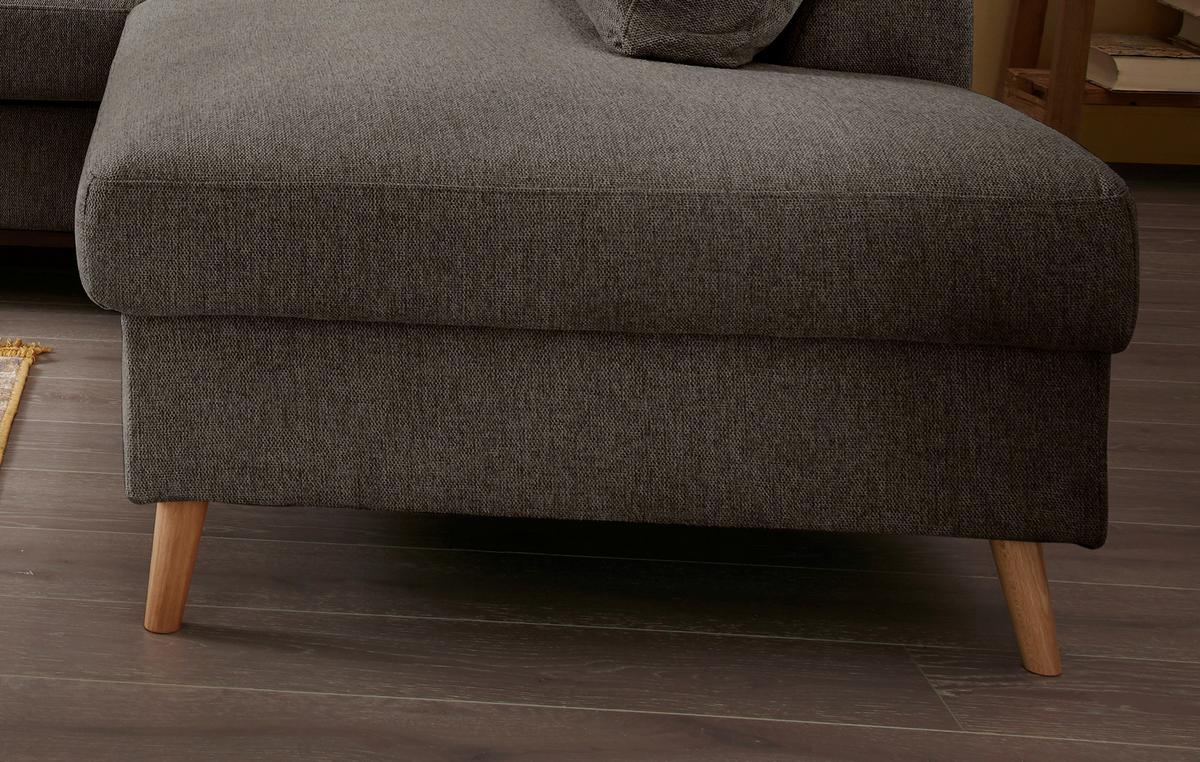 Wohnlandschaft Valentina Braun Struktur - Braun/Naturfarben, KONVENTIONELL, Holz/Textil (230/200cm) - P & B