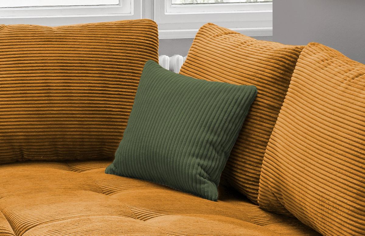 Wohnlandschaft Alvito Cognac Cord - Dunkelgrün/Cognac, Design, Holz/Textil (298/202cm) - MID.YOU