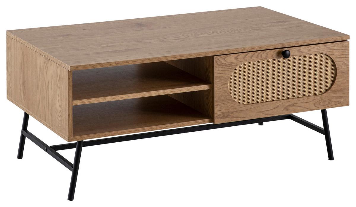 COUCHTISCH WL6.888 - Eichefarben/Schwarz, Design, Holzwerkstoff/Metall (100/60/45cm) - MID.YOU