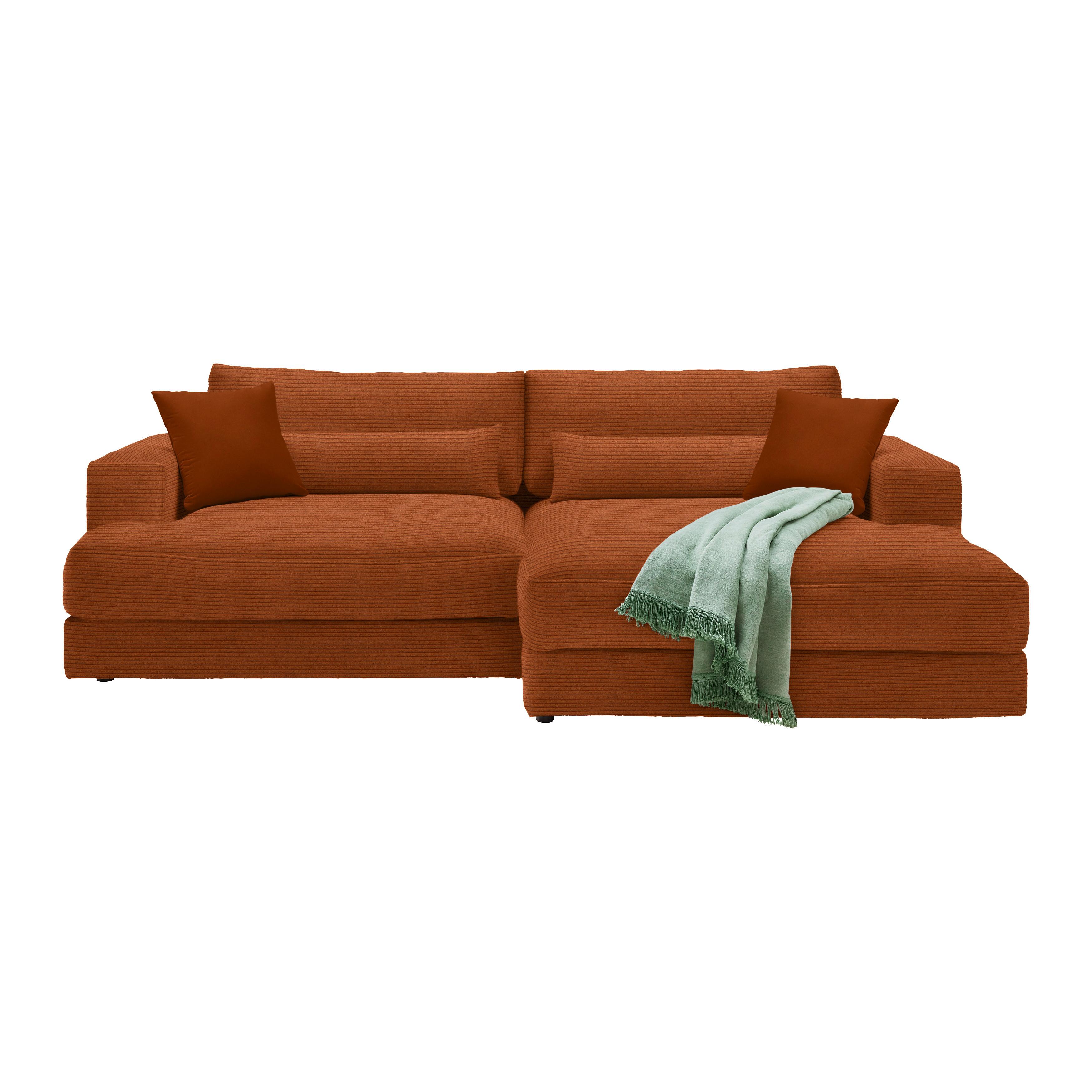 Ecksofa Fabiona rechts Rostfarben - Rostfarben/Schwarz, MODERN, Holz/Kunststoff (268/85/194cm) - Premium Living
