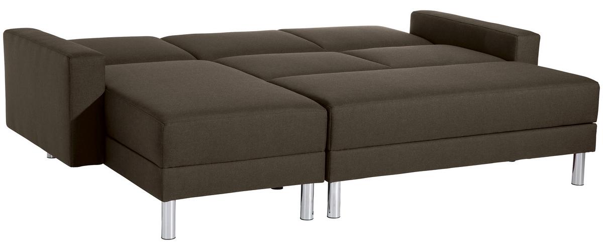 ECKSCHLAFSOFA JUST FASHION - Chromfarben/Braun, KONVENTIONELL, Textil/Metall (152/230cm) - Max Winzer