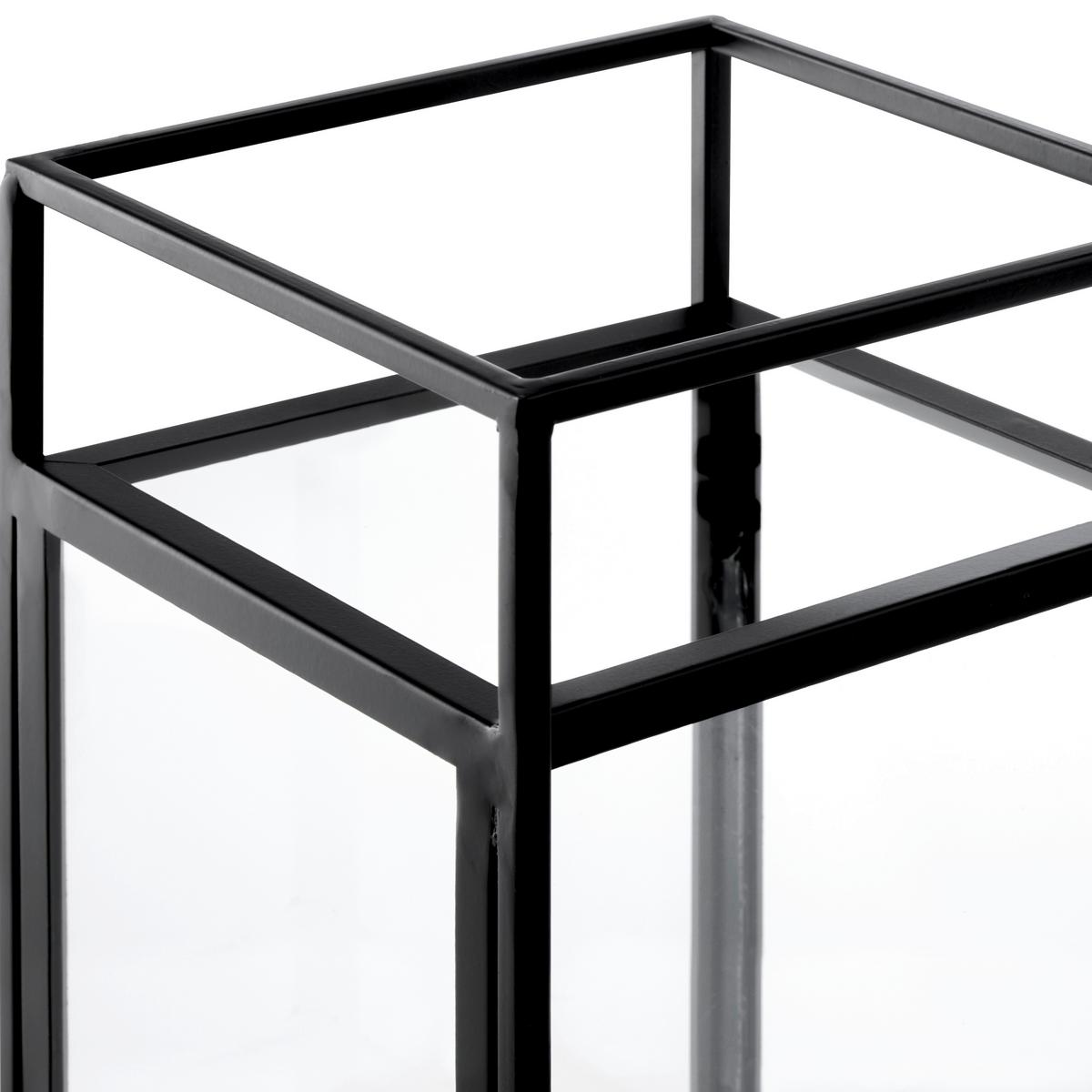 LATARNIA TARA - naturalny/czarny, Modern, materiał drewnopochodny/metal (15/30/15cm) - Bessagi Home