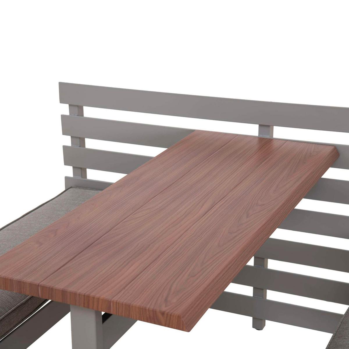 Gartenset Lagos Grau/Beige, 4-teilig - Hellbraun/Beige, Basics, Textil/Metall (126/86/157cm) - Modante