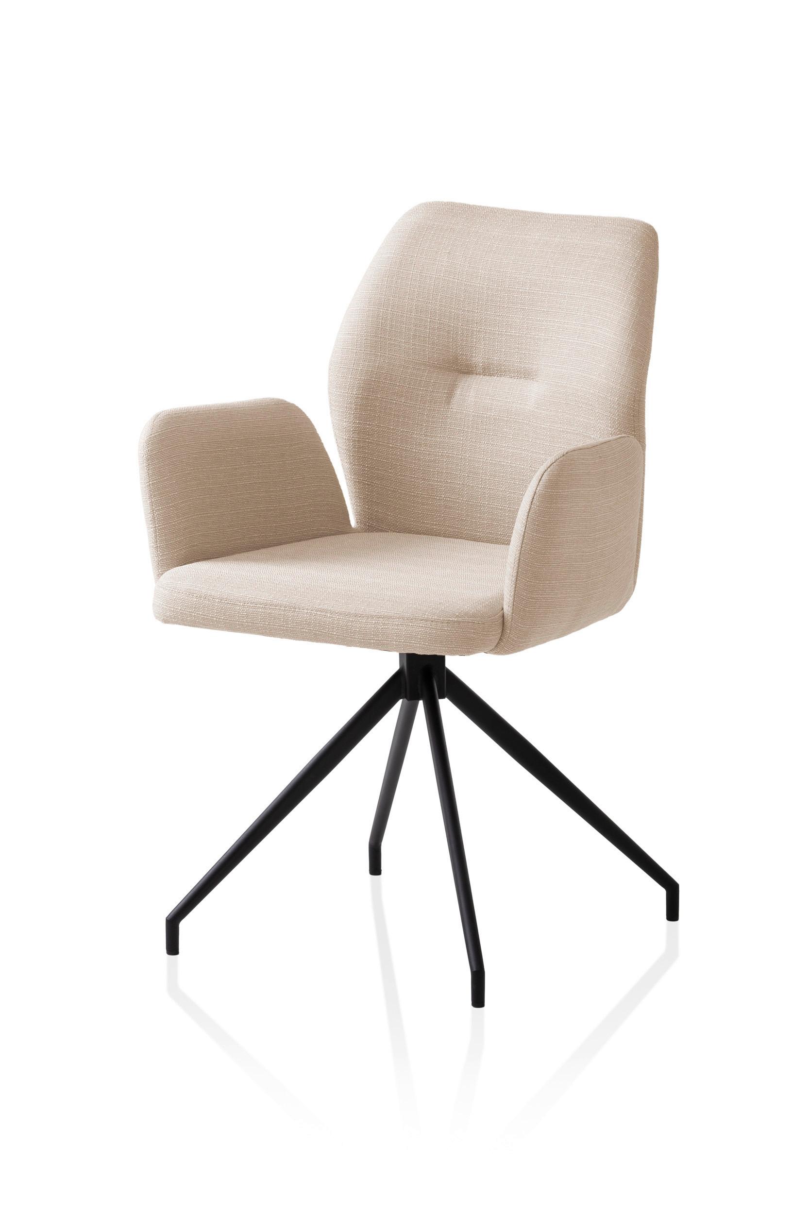 Naslanjač Hilda, Bež, Vrtljiv - črna/bež, Moderno, kovina/tekstil (59/88/58cm) - Livetastic