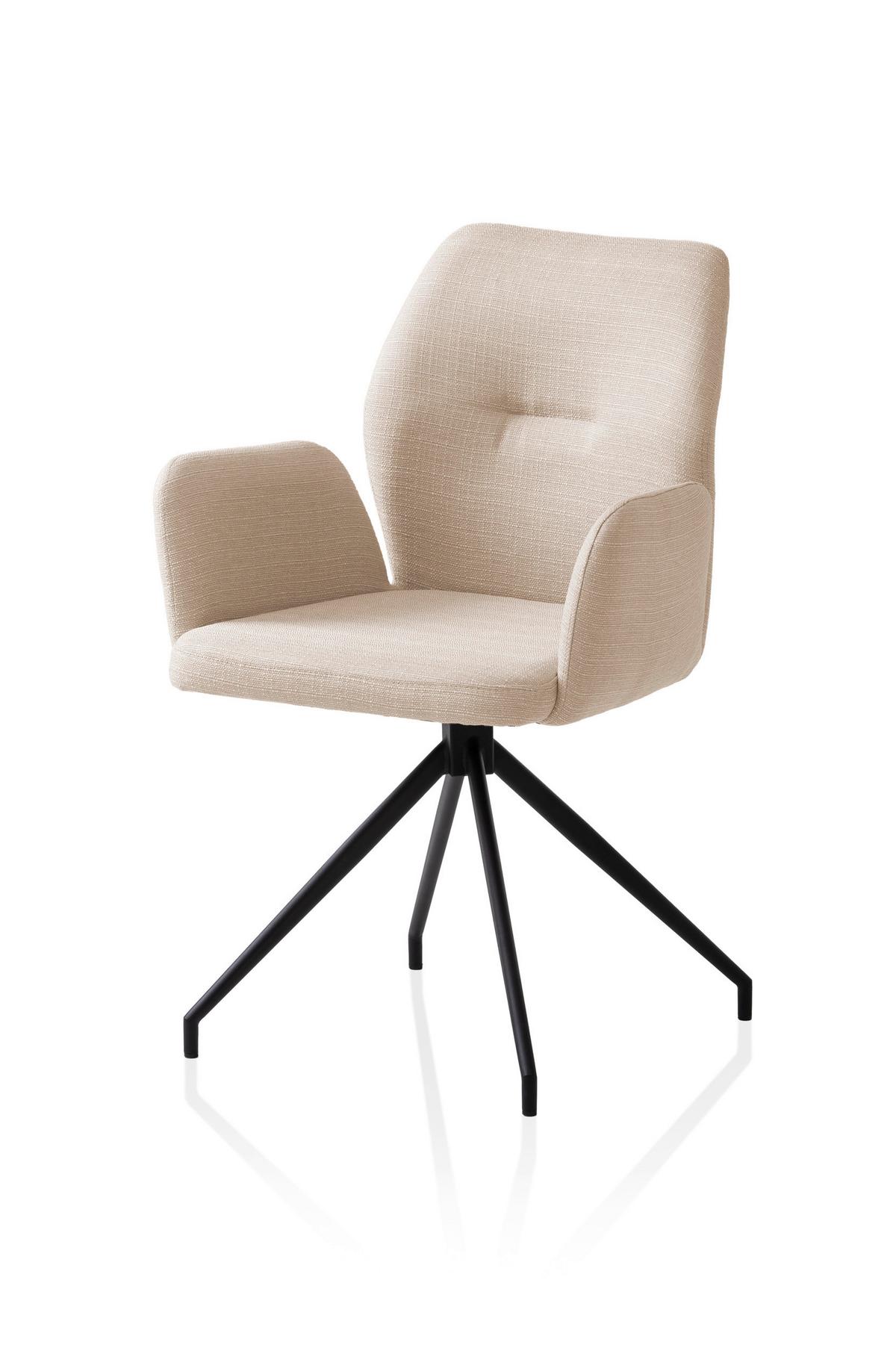 Naslanjač Hilda, Bež, Vrtljiv - črna/bež, Moderno, kovina/tekstil (59/88/58cm) - Livetastic