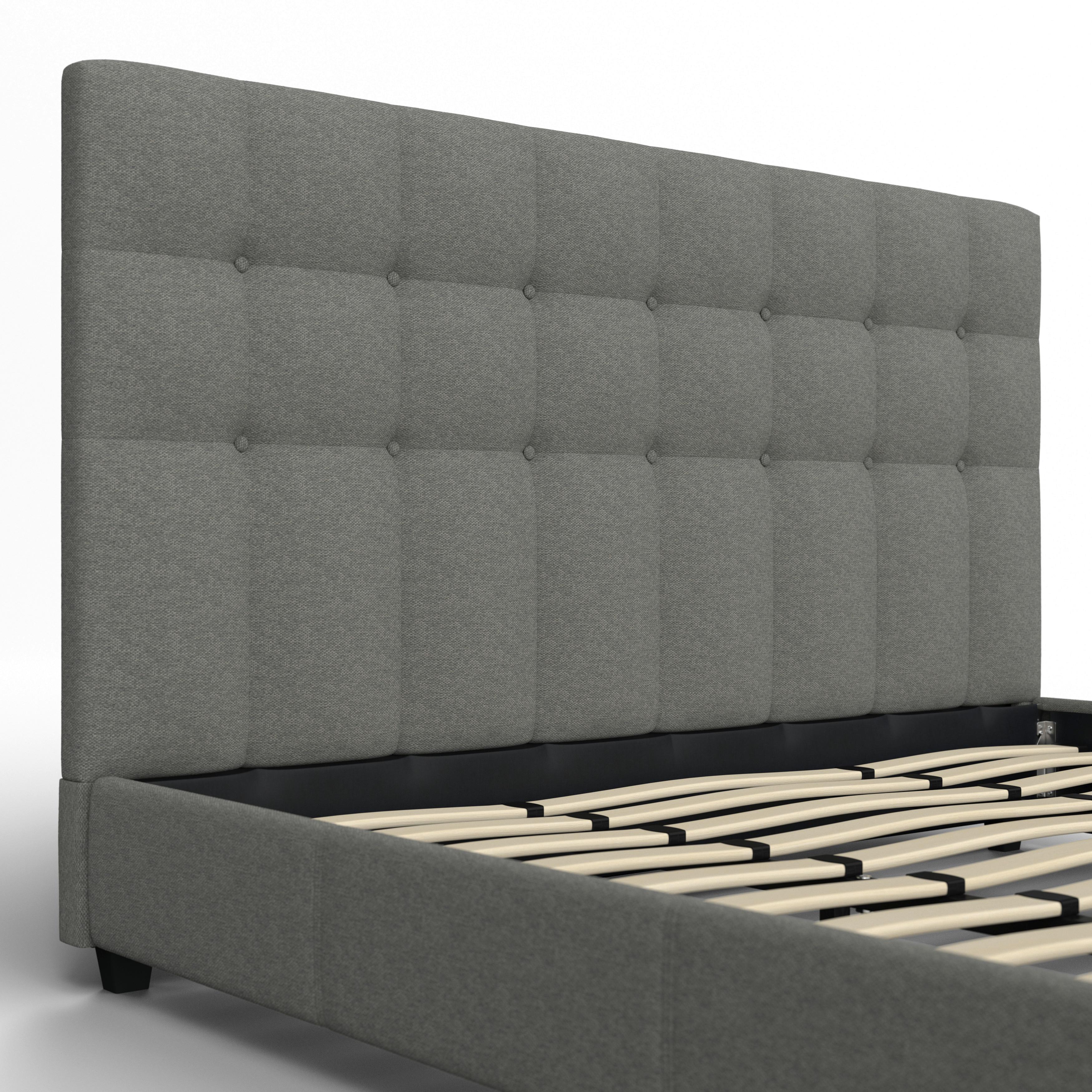 STOPPAD SÄNG FREDERICO - ljusgrå/svart, Modern, metall/trämaterial (180/200cm) - Bessagi Home