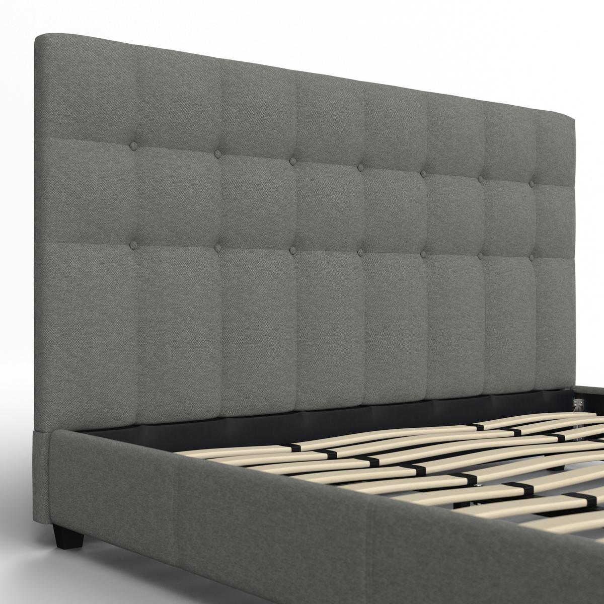 Kárpitozott Ágykeret Frecerico - világosszürke/fekete, Modern, faalapú anyag/textil (180/200cm) - Bessagi Home