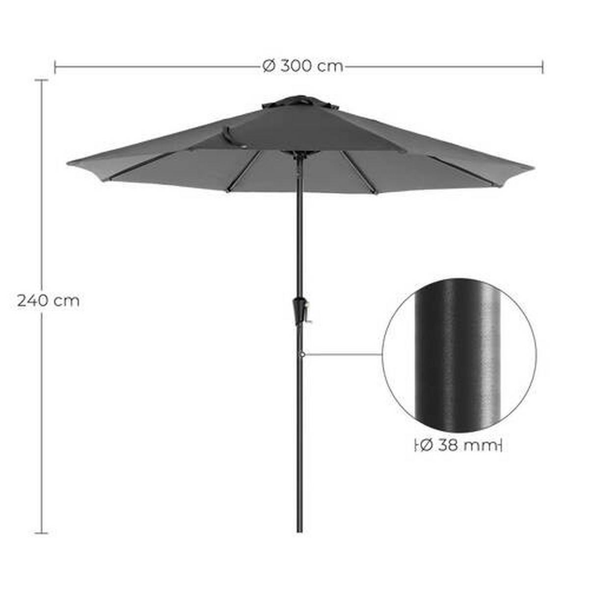 Sonnenschirm M Grau/Schwarz ca. 300cm - Schwarz/Grau, Basics, Textil/Metall (300/300cm) - Modante