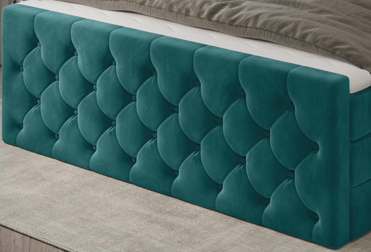 PAT BOXSPRING ELIO - petrol/bej, Romantik / Landhaus, textil (180/200cm) - James Wood