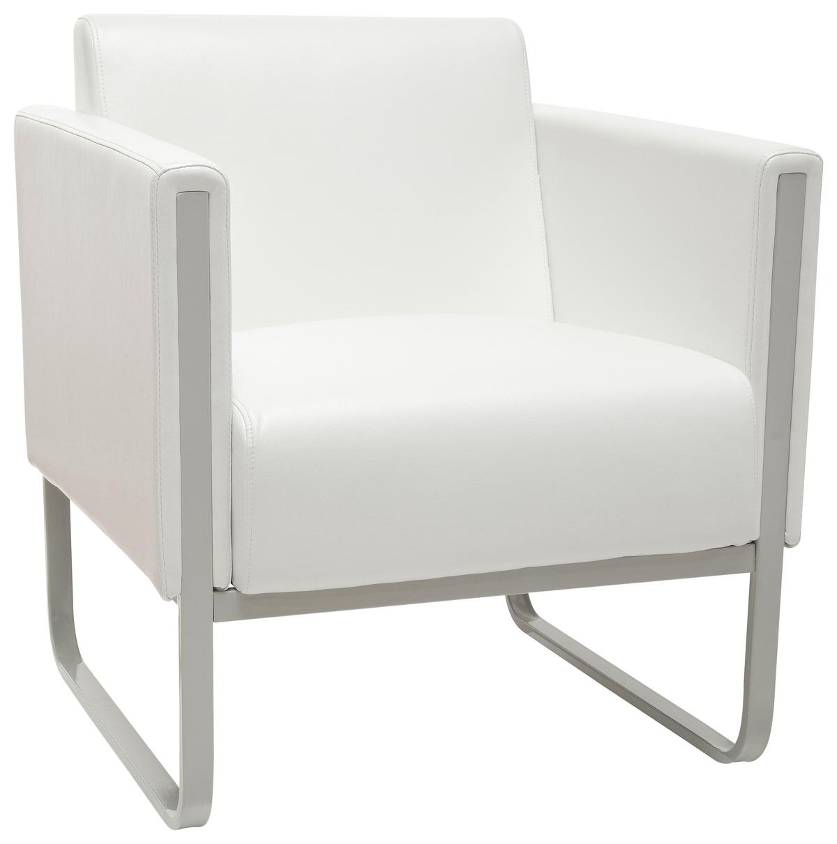 Fotelj Aruba, Bela - bela/svetlo siva, Moderno, kovina/tekstil (67/78/71cm) - MID.YOU