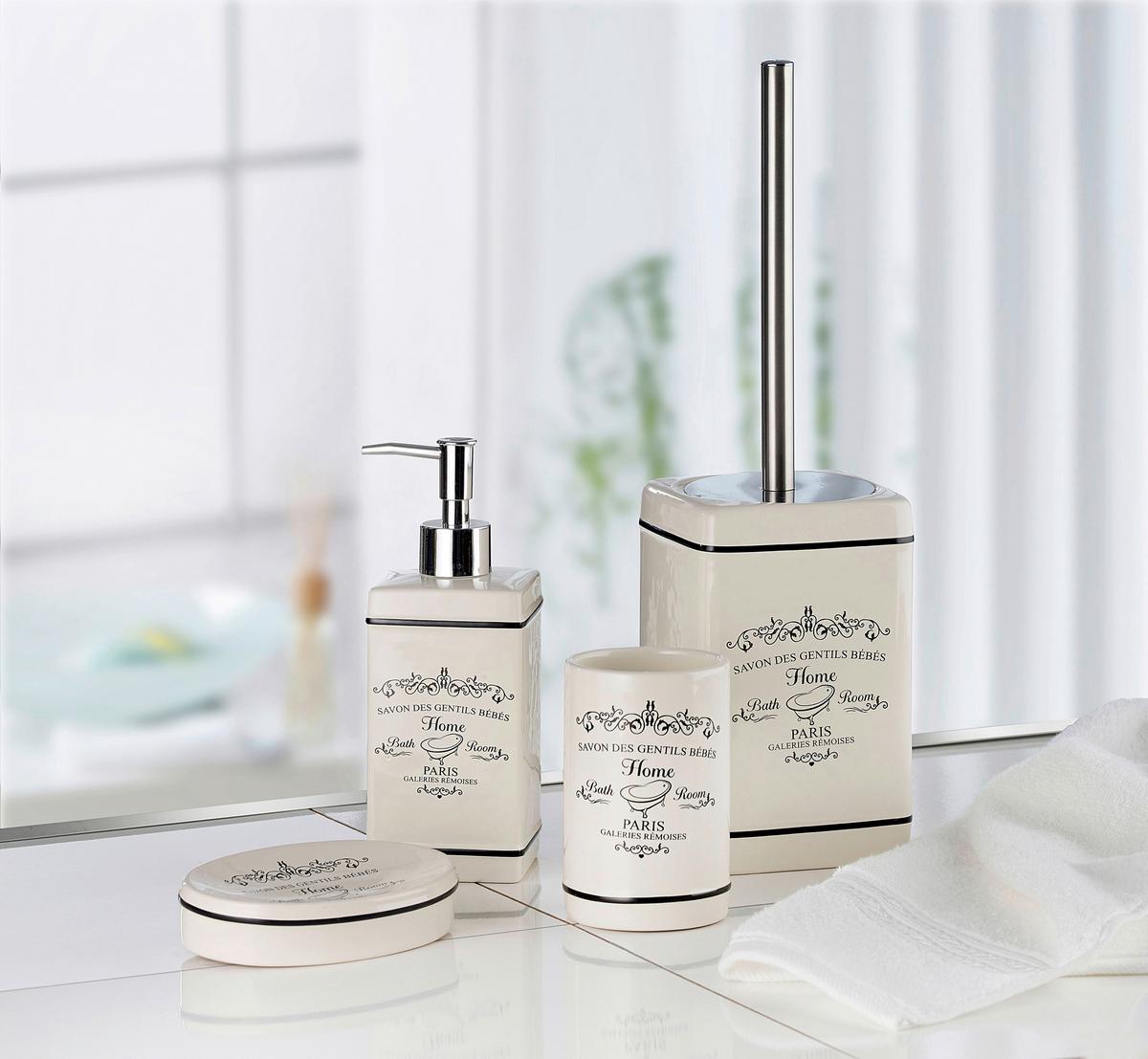 Pahar periuțe dinți Julie - bej, Romantik / Landhaus, ceramică (7,4/7,4/11,5cm)