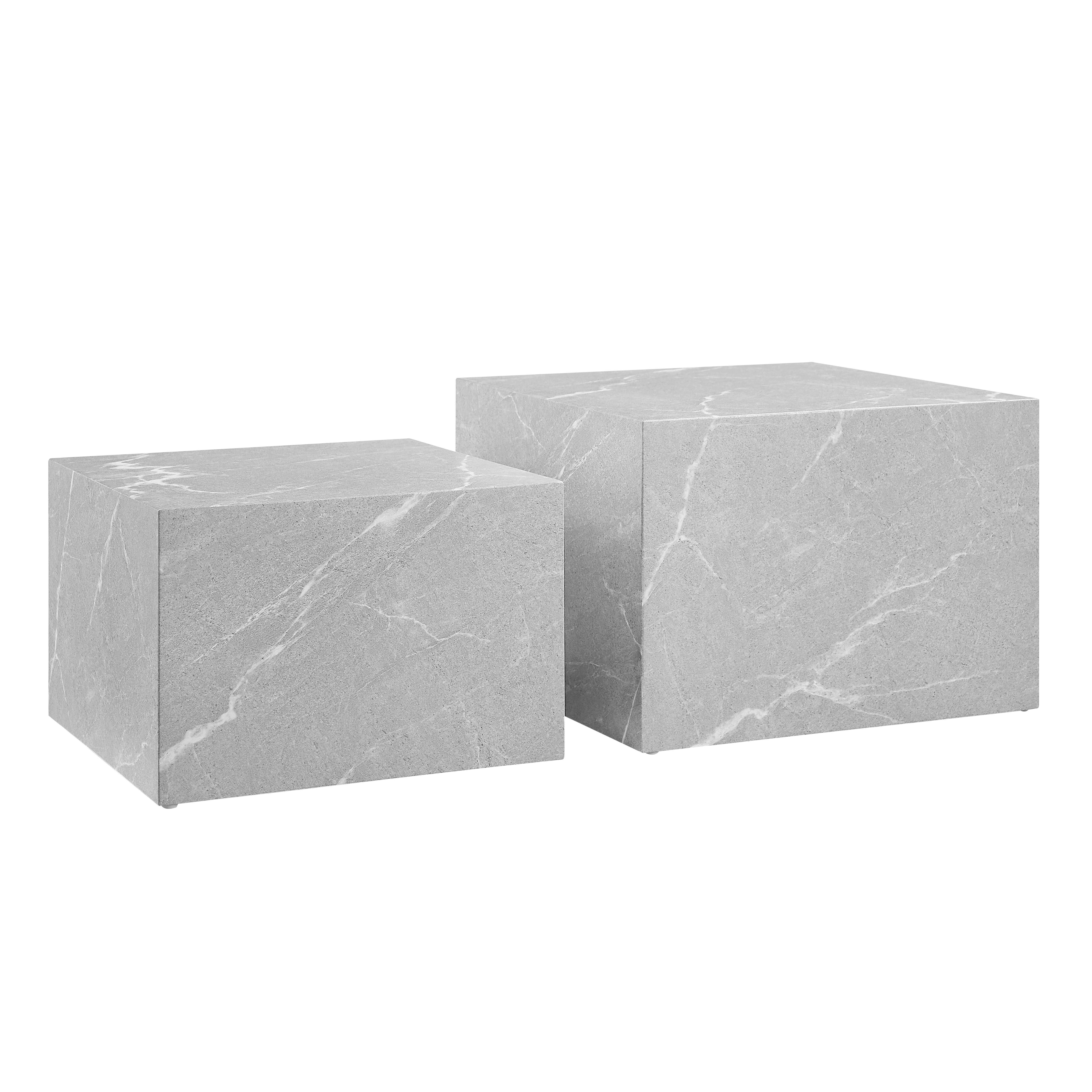 Set Klubskih Mizic Marble, Siva, 2-Delni - siva, Design, leseni material (58-50/58-50/40-33cm) - Livetastic