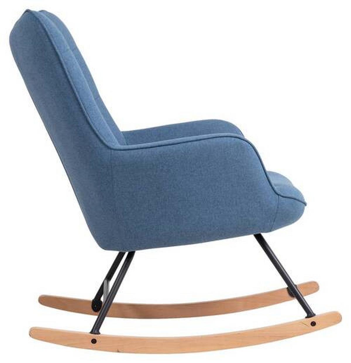 Schaukelsessel Richie Blau, Webstoff - Blau/Buchefarben, MODERN, Holz/Textil (72/92/92cm) - MID.YOU