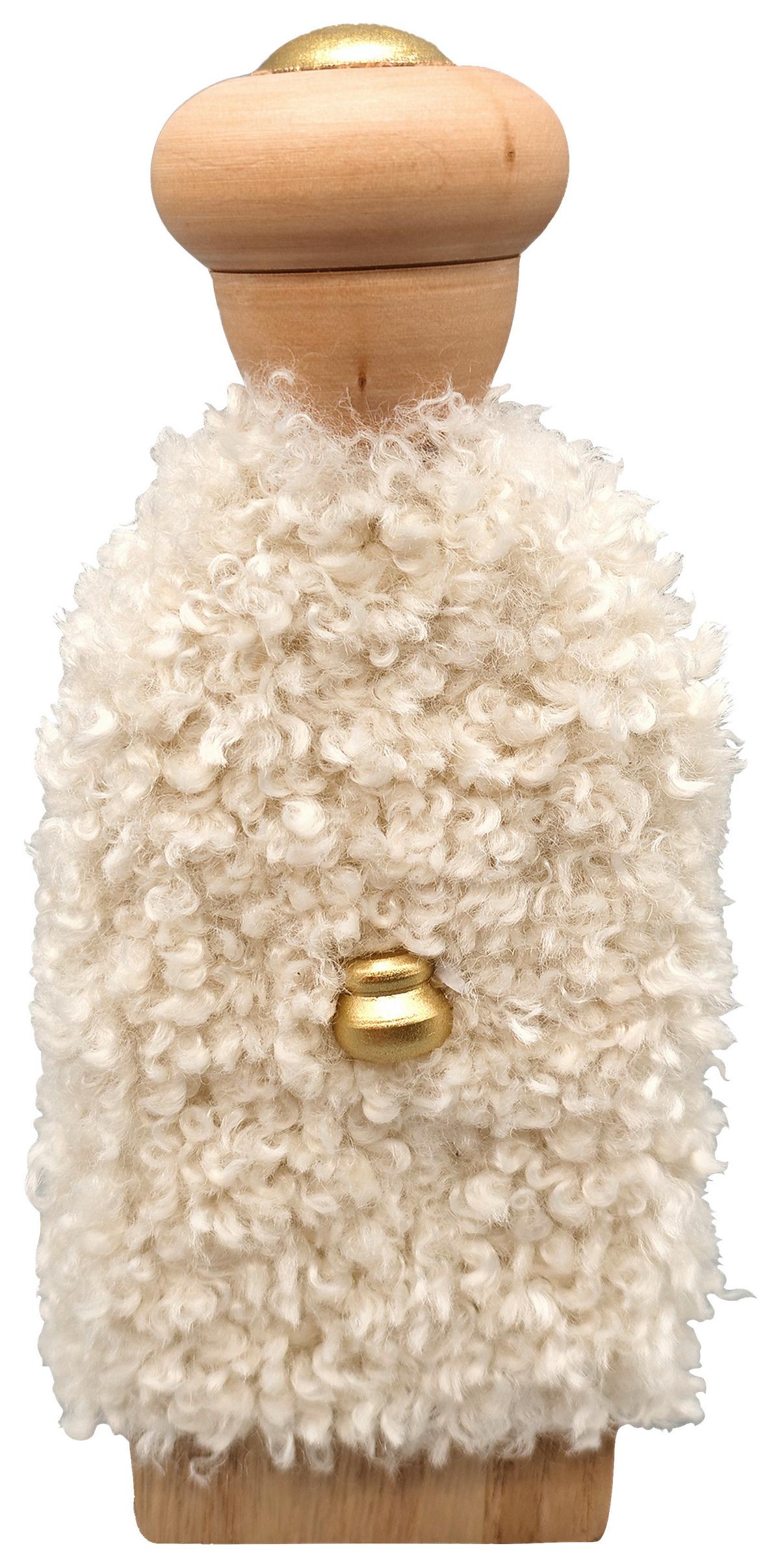 Weihnachtsfigur Luis Weiß/Naturfarben ca. 20,5cm - Naturfarben/Weiß, KONVENTIONELL, Holzwerkstoff/Textil (8/20,5/1,5cm) - Mömax