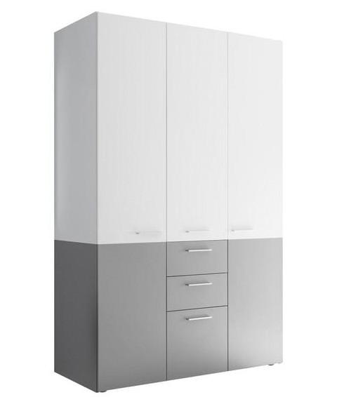 Kombischrank in Grau/Weiß - Weiss/Silberfarben, Konventionell, Holzwerkstoff/Metall (122/196,4/57,6cm) - Mömax